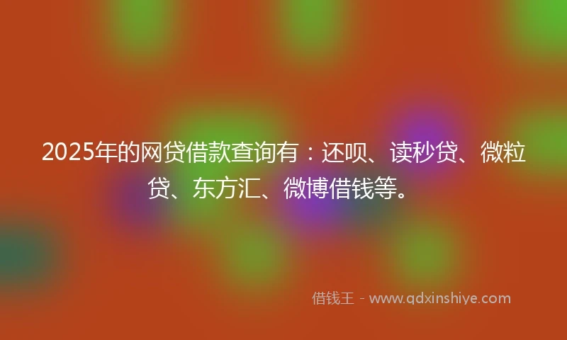 2025年的网贷借款查询有：还呗、读秒贷、微粒贷、东方汇、微博借钱等。