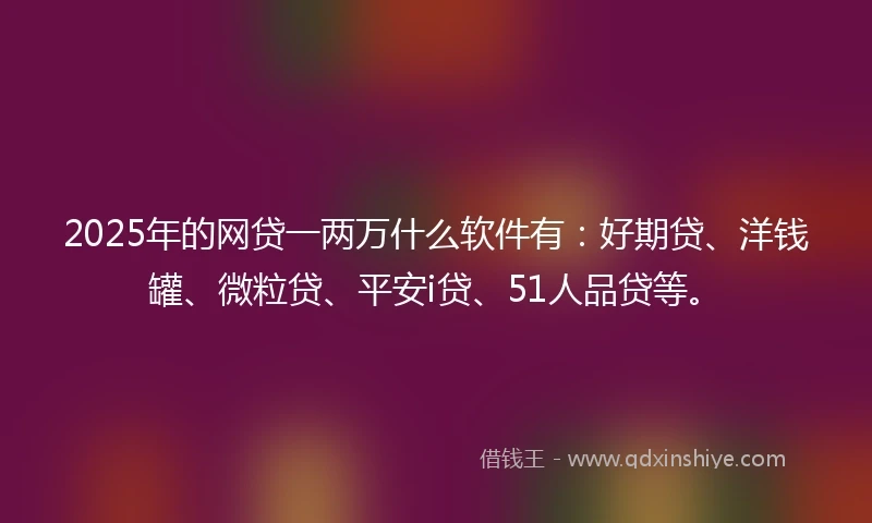 2025年的网贷一两万什么软件有：好期贷、洋钱罐、微粒贷、平安i贷、51人品贷等。