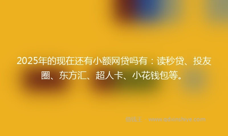 2025年的现在还有小额网贷吗有：读秒贷、投友圈、东方汇、超人卡、小花钱包等。