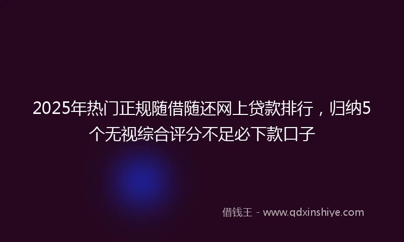2025年热门正规随借随还网上贷款排行，归纳5个无视综合评分不足必下款口子