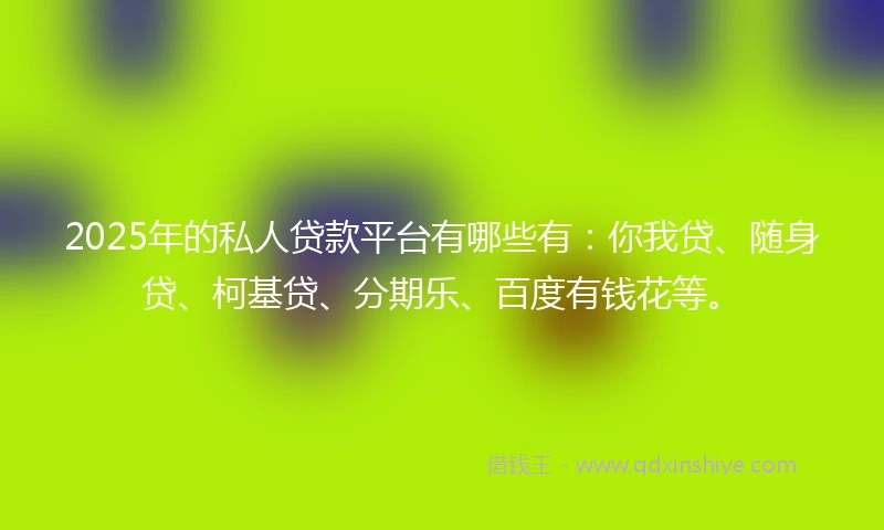 2025年的私人贷款平台有哪些有：你我贷、随身贷、柯基贷、分期乐、百度有钱花等。
