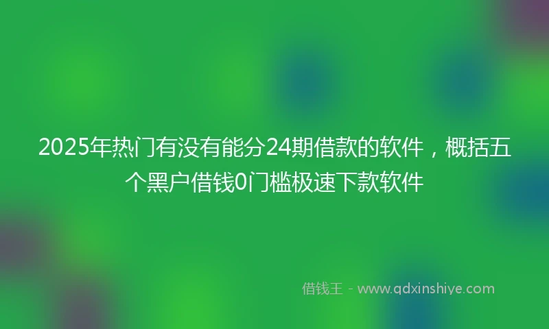 2025年热门有没有能分24期借款的软件，概括五个黑户借钱0门槛极速下款软件