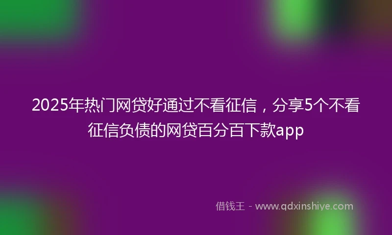 2025年热门网贷好通过不看征信，分享5个不看征信负债的网贷百分百下款app