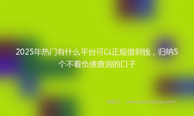 2025年热门有什么平台可以正规借到钱，归纳5个不看负债查询的口子