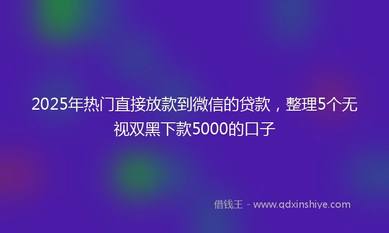 2025年热门直接放款到微信的贷款，整理5个无视双黑下款5000的口子
