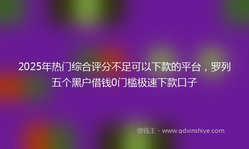 2025年热门综合评分不足可以下款的平台，罗列五个黑户借钱0门槛极速下款口子