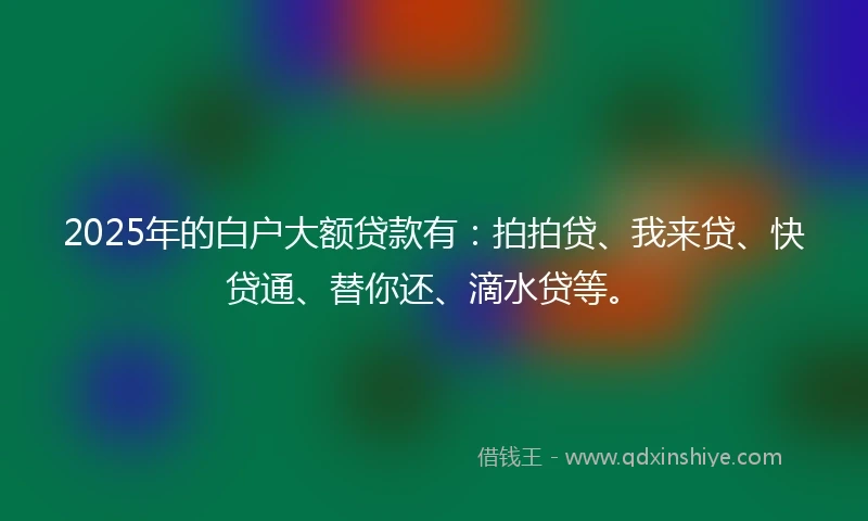 2025年的白户大额贷款有：拍拍贷、我来贷、快贷通、替你还、滴水贷等。