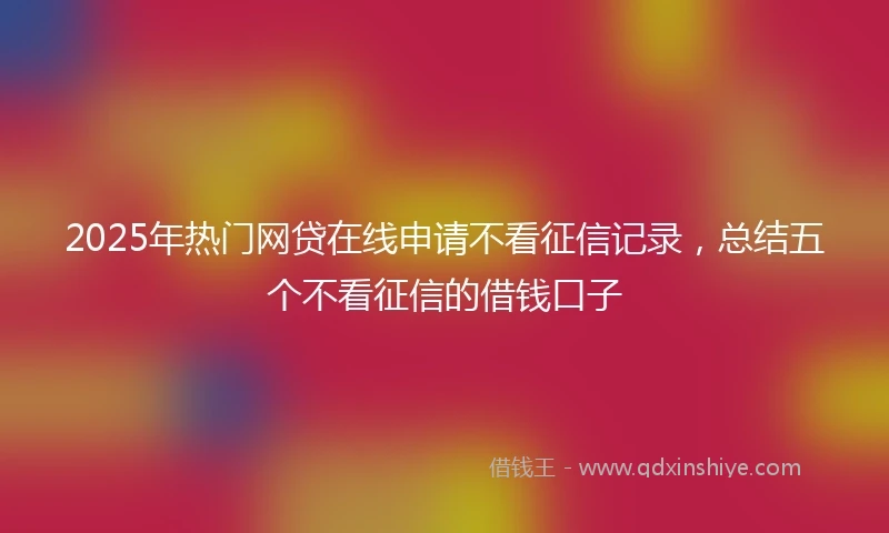 2025年热门网贷在线申请不看征信记录，总结五个不看征信的借钱口子
