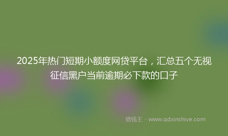 2025年热门短期小额度网贷平台，汇总五个无视征信黑户当前逾期必下款的口子