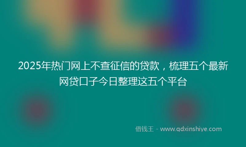 2025年热门网上不查征信的贷款，梳理五个最新网贷口子今日整理这五个平台