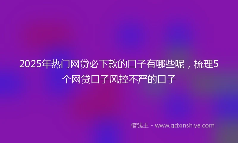 2025年热门网贷必下款的口子有哪些呢，梳理5个网贷口子风控不严的口子