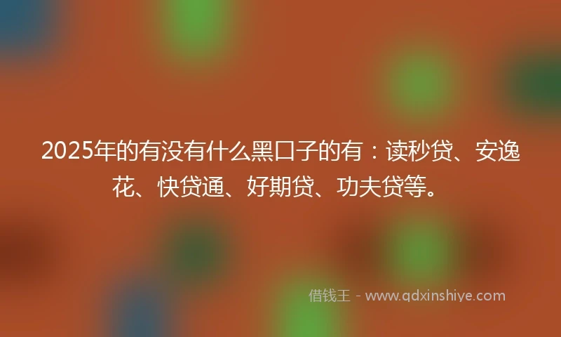2025年的有没有什么黑口子的有：读秒贷、安逸花、快贷通、好期贷、功夫贷等。