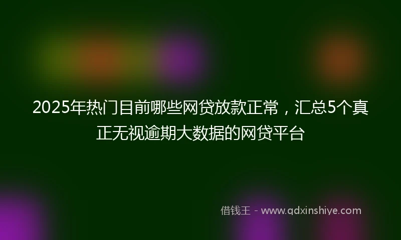 2025年热门目前哪些网贷放款正常，汇总5个真正无视逾期大数据的网贷平台