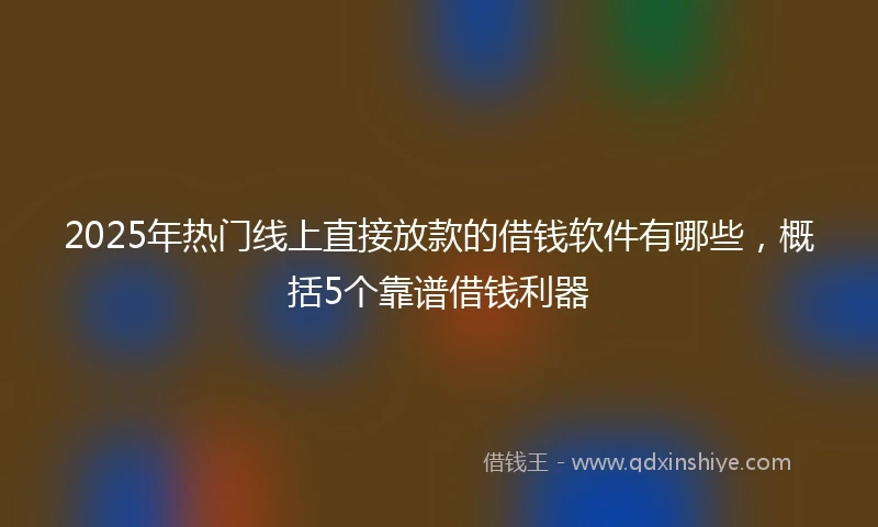 2025年热门线上直接放款的借钱软件有哪些，概括5个靠谱借钱利器