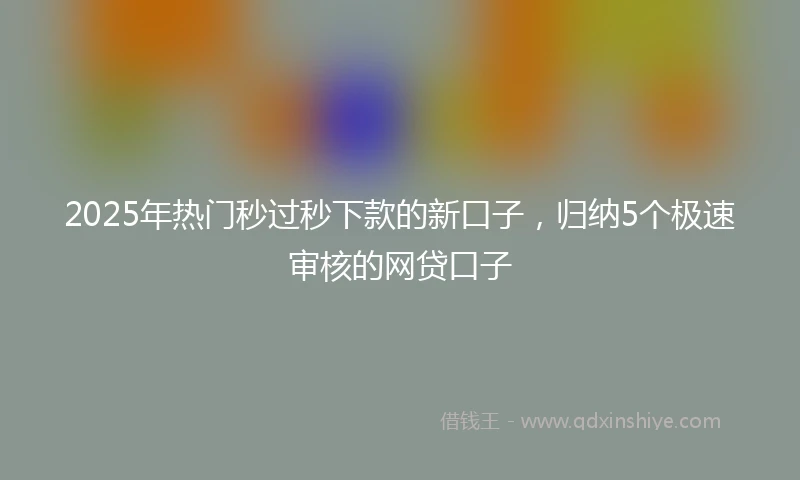2025年热门秒过秒下款的新口子，归纳5个极速审核的网贷口子