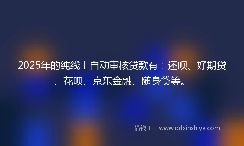2025年的纯线上自动审核贷款有：还呗、好期贷、花呗、京东金融、随身贷等。