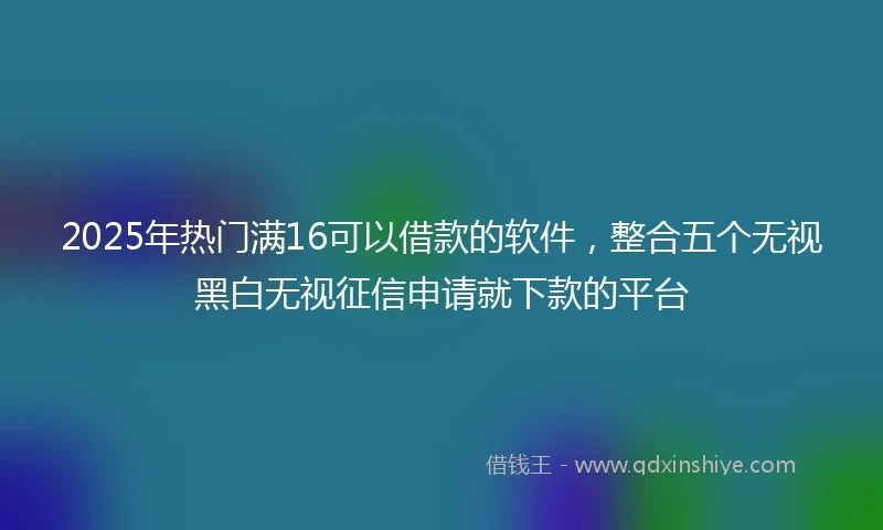 2025年热门满16可以借款的软件，整合五个无视黑白无视征信申请就下款的平台