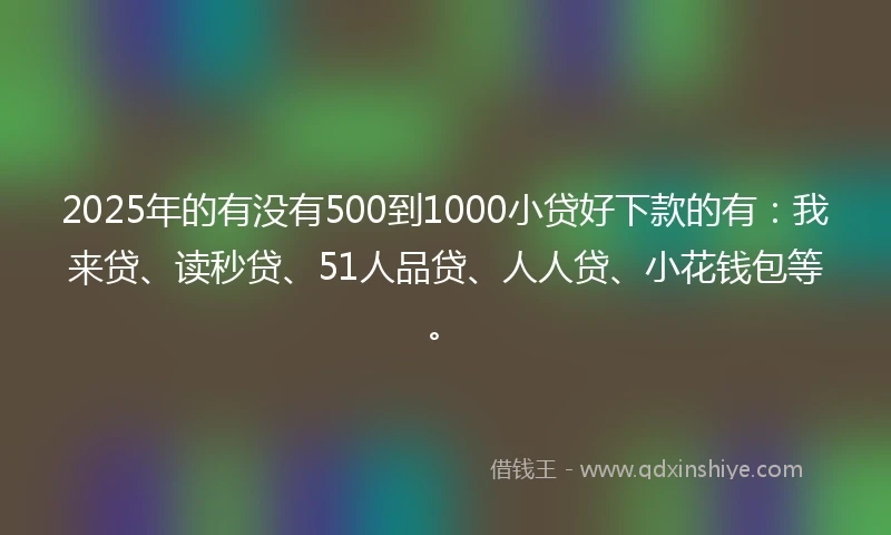 2025年的有没有500到1000小贷好下款的有：我来贷、读秒贷、51人品贷、人人贷、小花钱包等。
