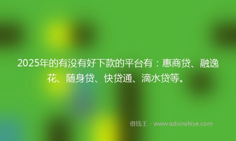 2025年的有没有好下款的平台有：惠商贷、融逸花、随身贷、快贷通、滴水贷等。