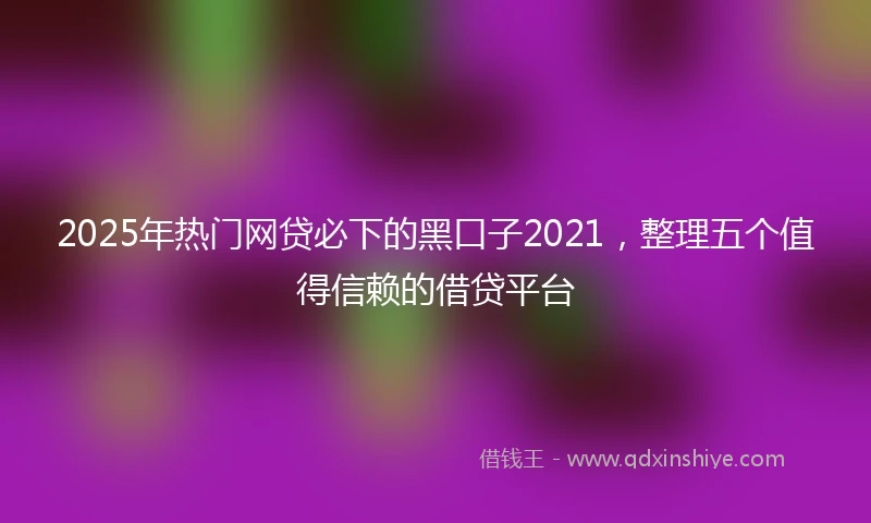 2025年热门网贷必下的黑口子2021，整理五个值得信赖的借贷平台
