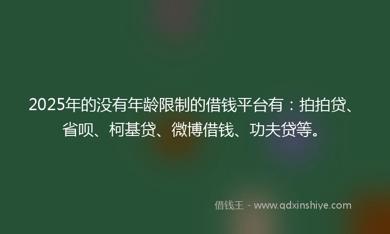 2025年的没有年龄限制的借钱平台有：拍拍贷、省呗、柯基贷、微博借钱、功夫贷等。