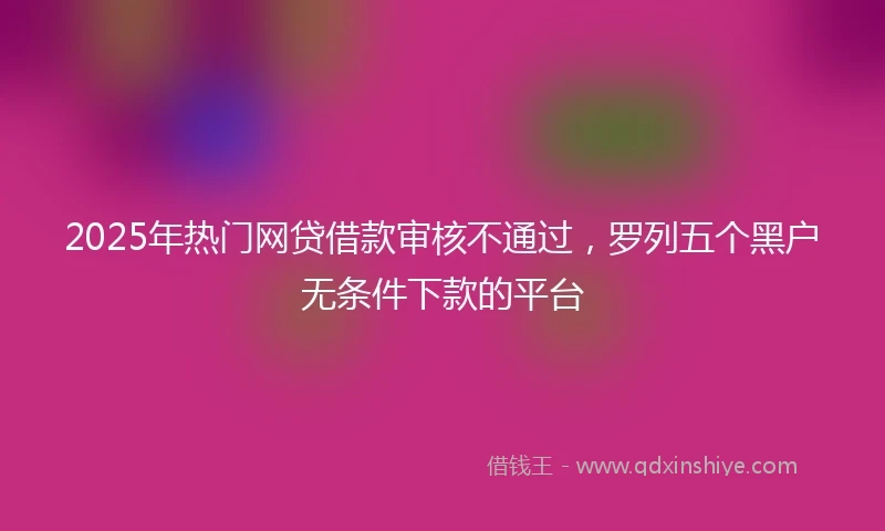 2025年热门网贷借款审核不通过，罗列五个黑户无条件下款的平台
