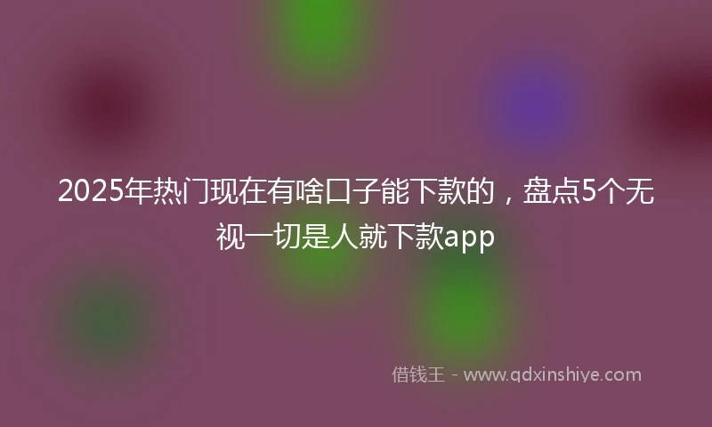 2025年热门现在有啥口子能下款的，盘点5个无视一切是人就下款app