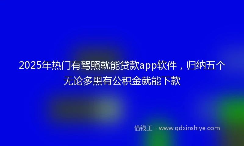 2025年热门有驾照就能贷款app软件，归纳五个无论多黑有公积金就能下款