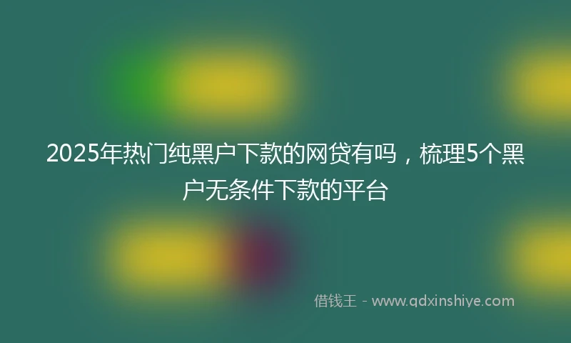2025年热门纯黑户下款的网贷有吗，梳理5个黑户无条件下款的平台