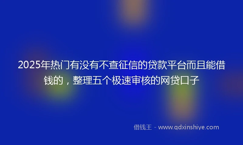 2025年热门有没有不查征信的贷款平台而且能借钱的，整理五个极速审核的网贷口子