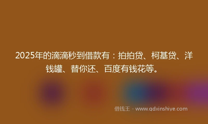 2025年的滴滴秒到借款有：拍拍贷、柯基贷、洋钱罐、替你还、百度有钱花等。