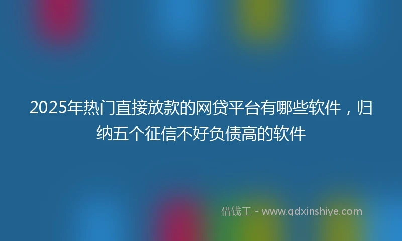 2025年热门直接放款的网贷平台有哪些软件，归纳五个征信不好负债高的软件