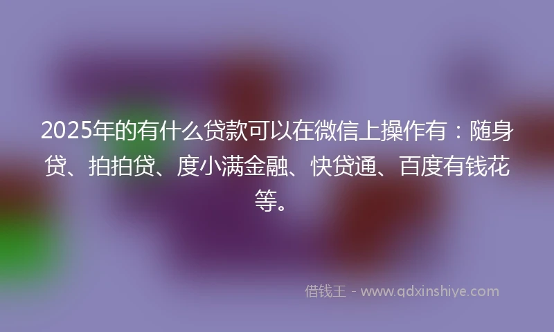 2025年的有什么贷款可以在微信上操作有：随身贷、拍拍贷、度小满金融、快贷通、百度有钱花等。