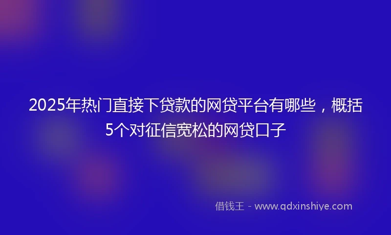 2025年热门直接下贷款的网贷平台有哪些，概括5个对征信宽松的网贷口子