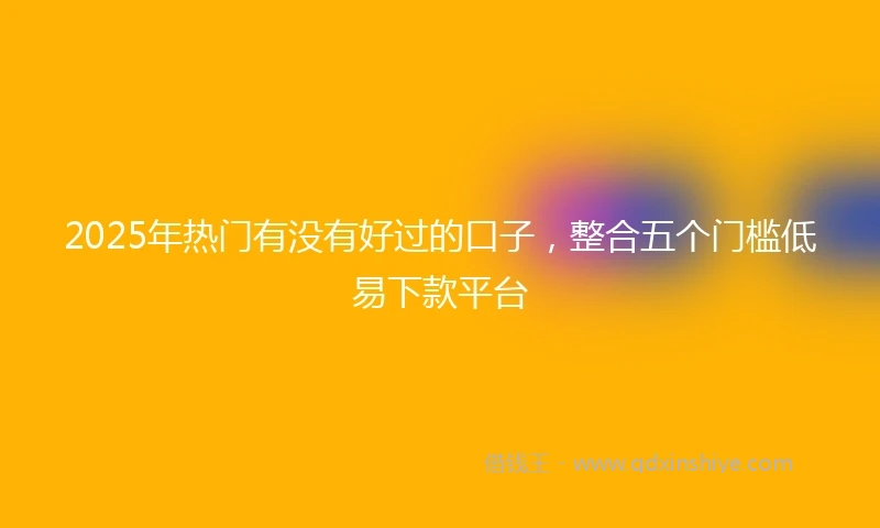 2025年热门有没有好过的口子，整合五个门槛低易下款平台
