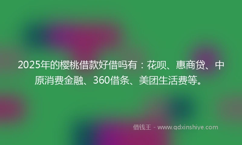 2025年的樱桃借款好借吗有：花呗、惠商贷、中原消费金融、360借条、美团生活费等。