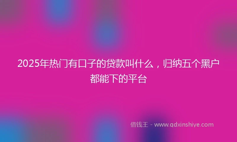 2025年热门有口子的贷款叫什么，归纳五个黑户都能下的平台