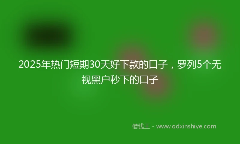 2025年热门短期30天好下款的口子，罗列5个无视黑户秒下的口子
