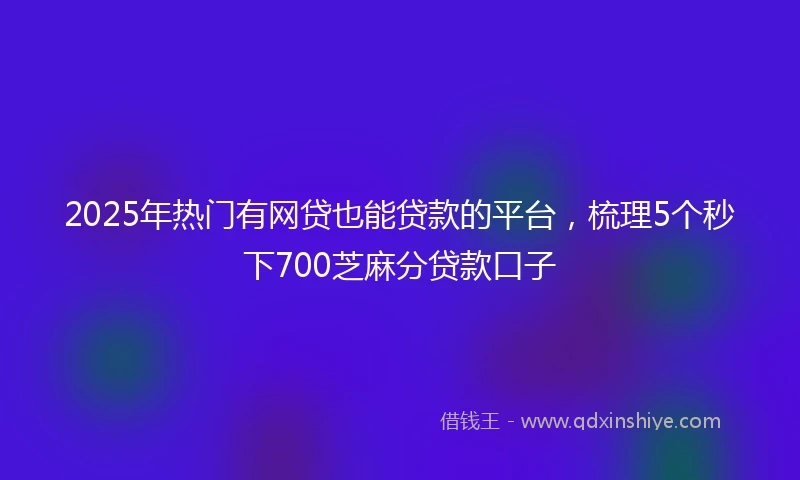 2025年热门有网贷也能贷款的平台，梳理5个秒下700芝麻分贷款口子