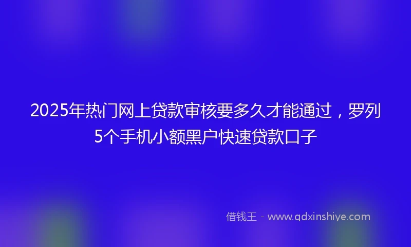 2025年热门网上贷款审核要多久才能通过，罗列5个手机小额黑户快速贷款口子