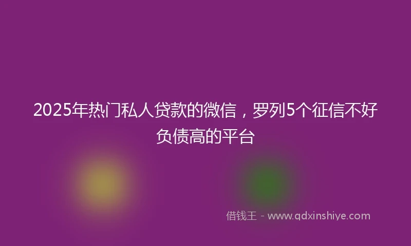 2025年热门私人贷款的微信，罗列5个征信不好负债高的平台