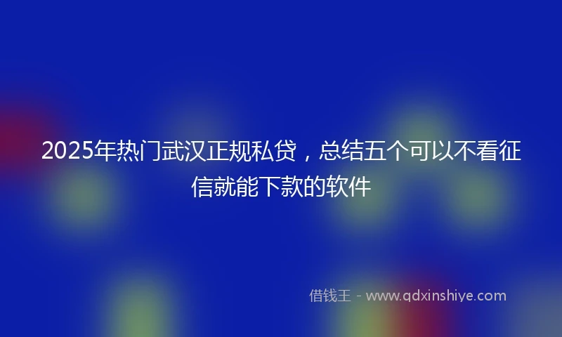 2025年热门武汉正规私贷，总结五个可以不看征信就能下款的软件