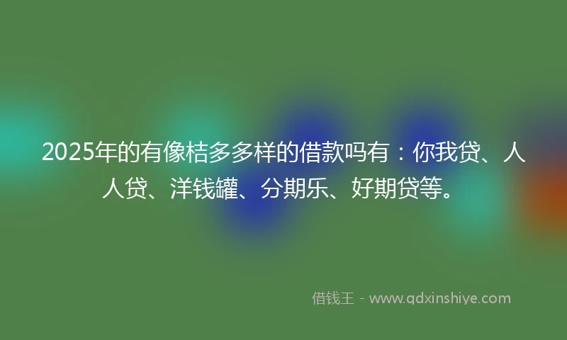 2025年的有像桔多多样的借款吗有：你我贷、人人贷、洋钱罐、分期乐、好期贷等。