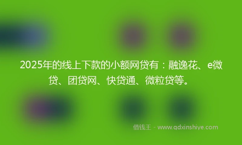 2025年的线上下款的小额网贷有：融逸花、e微贷、团贷网、快贷通、微粒贷等。