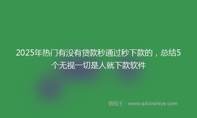 2025年热门有没有贷款秒通过秒下款的，总结5个无视一切是人就下款软件