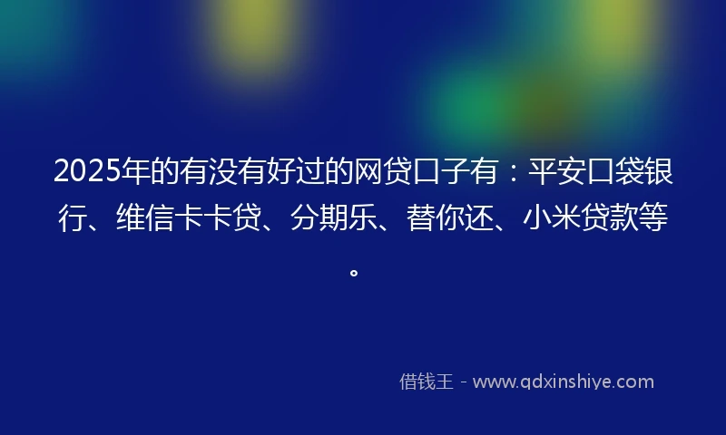 2025年的有没有好过的网贷口子有：平安口袋银行、维信卡卡贷、分期乐、替你还、小米贷款等。