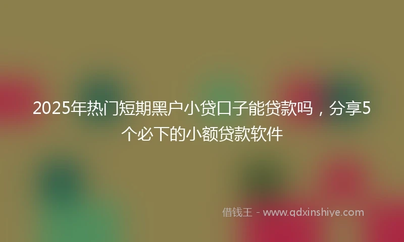 2025年热门短期黑户小贷口子能贷款吗，分享5个必下的小额贷款软件