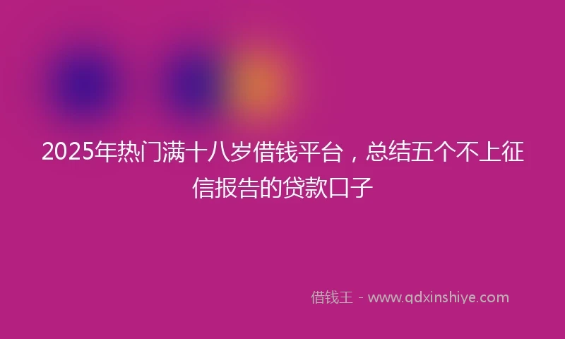 2025年热门满十八岁借钱平台，总结五个不上征信报告的贷款口子