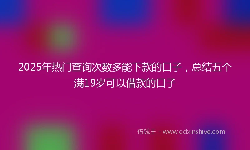 2025年热门查询次数多能下款的口子，总结五个满19岁可以借款的口子