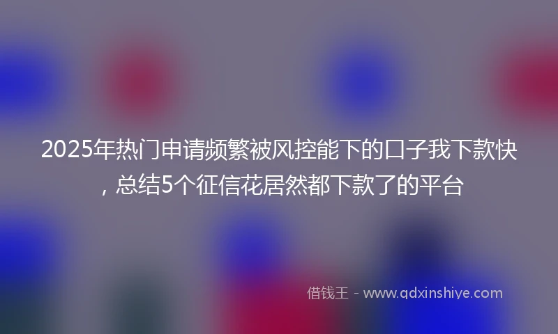 2025年热门申请频繁被风控能下的口子我下款快，总结5个征信花居然都下款了的平台